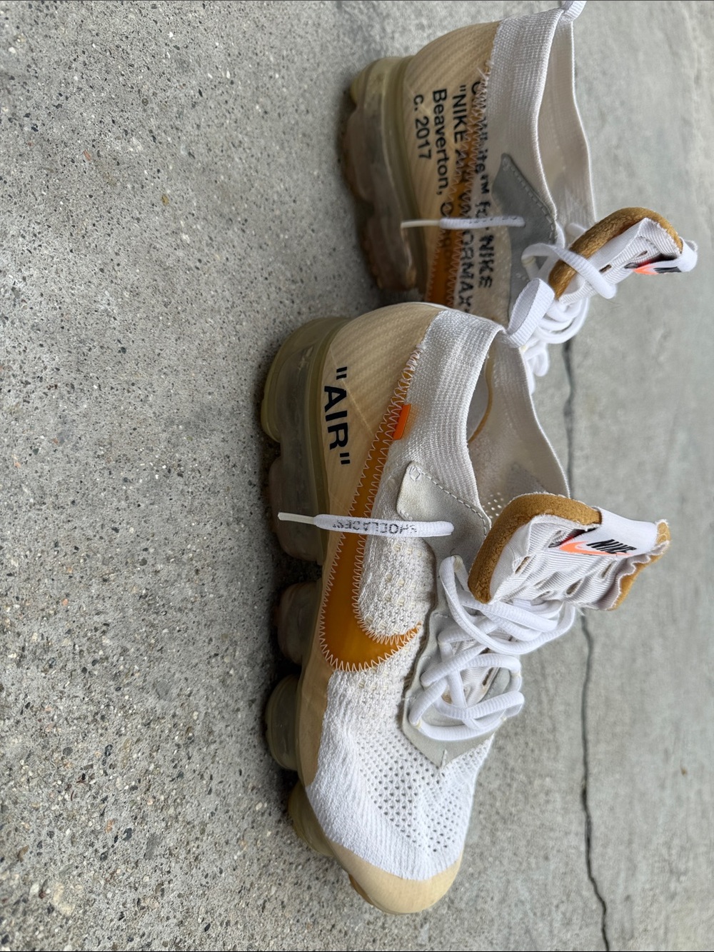 Nike White & Tan VaporMax-Inspired Mesh Sneakers